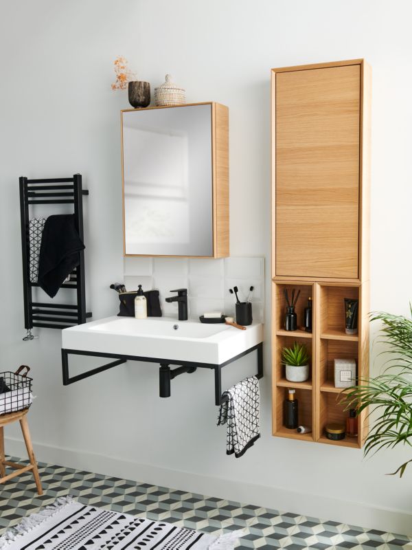 Szafka z lustrem GoodHome Avela 50 cm drewno
