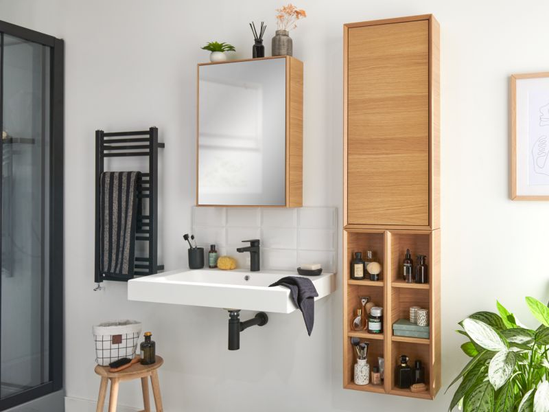 Szafka z lustrem GoodHome Avela 50 cm drewno