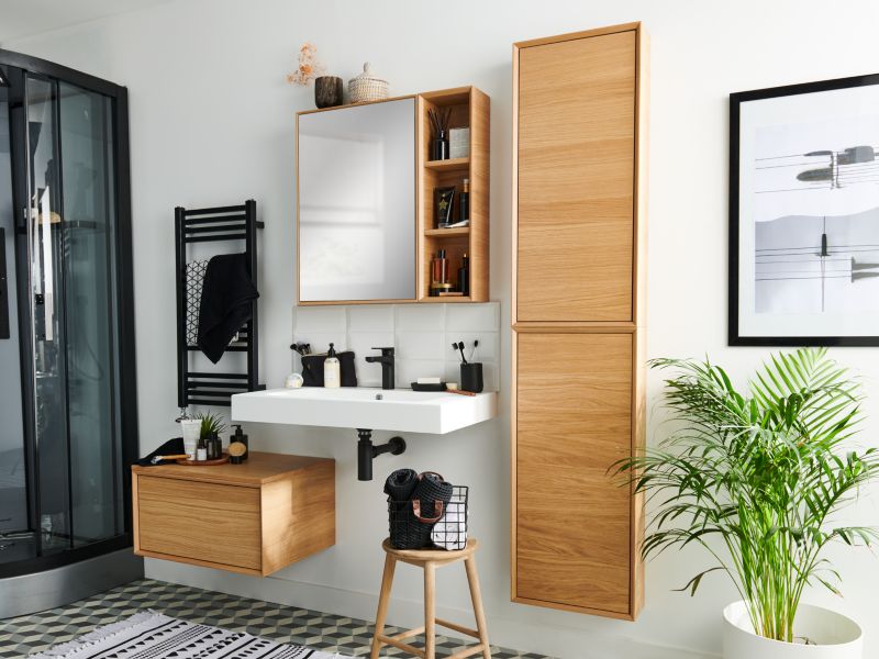 Szafka z lustrem GoodHome Avela 50 cm drewno