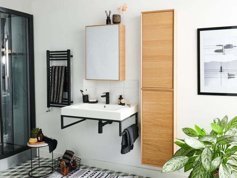 Szafka z lustrem GoodHome Avela 50 cm drewno