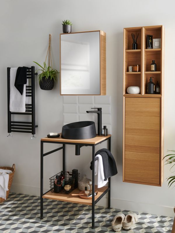 Szafka z lustrem GoodHome Avela 50 cm drewno