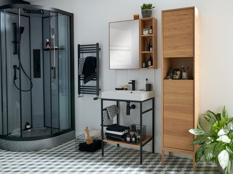 Szafka z lustrem GoodHome Avela 50 cm drewno