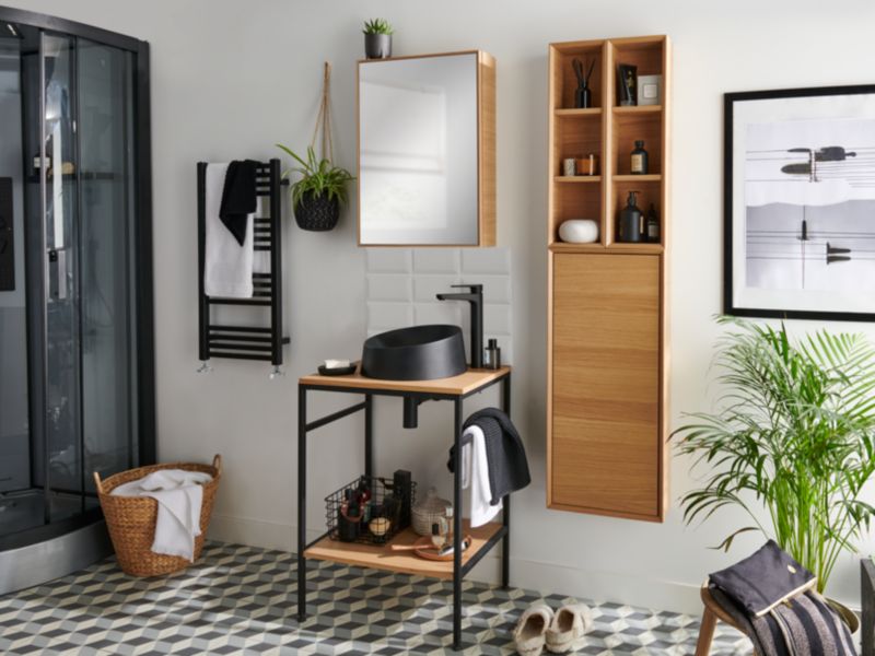 Szafka z lustrem GoodHome Avela 50 cm drewno