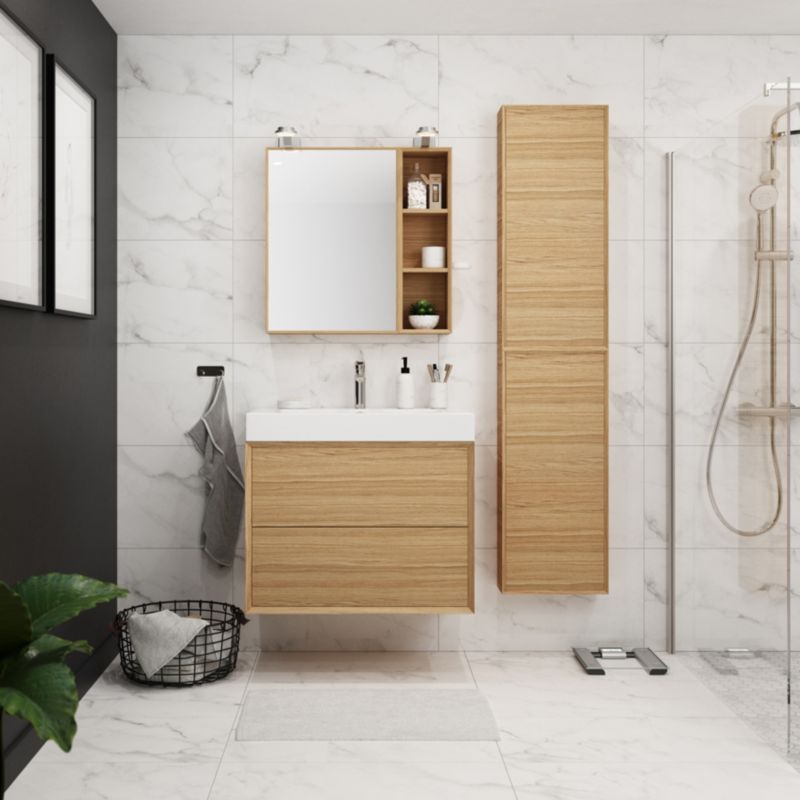 Szafka z lustrem GoodHome Avela 50 cm drewno