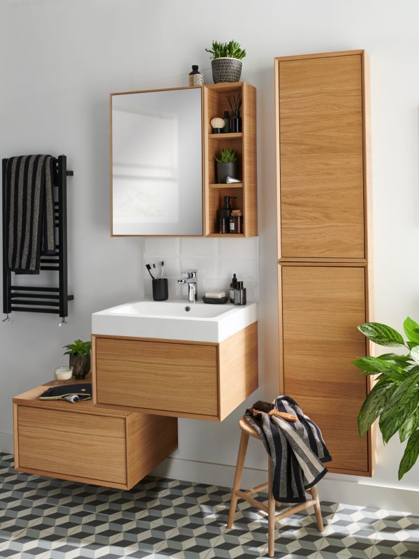 Szafka z lustrem GoodHome Avela 50 cm drewno