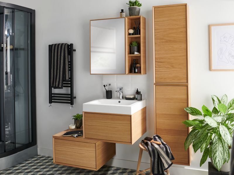 Szafka z lustrem GoodHome Avela 50 cm drewno