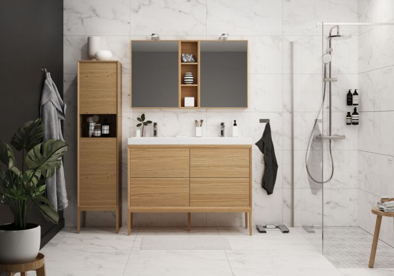 Szafka z szufladami pod umywalkę GoodHome Avela 120 cm drewno