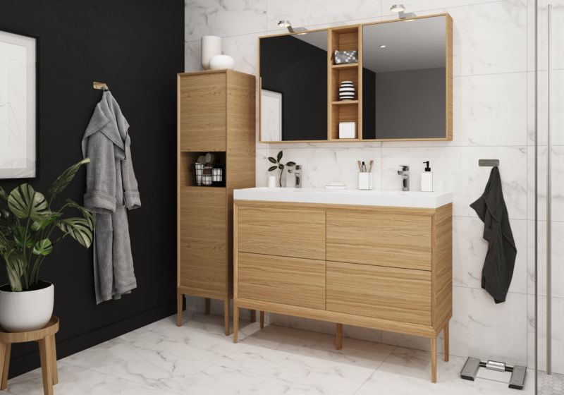 Szafka z szufladami pod umywalkę GoodHome Avela 120 cm drewno