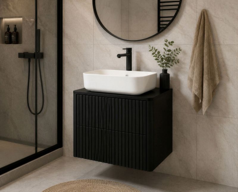 Szafka z umywalką Furnidea 60 cm czarny LINEA 1 szt.