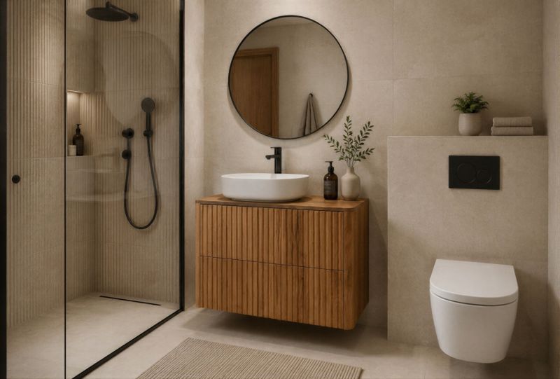 Szafka z umywalką Furnidea 60 cm dąb Craft złoty LINEA 1 szt.