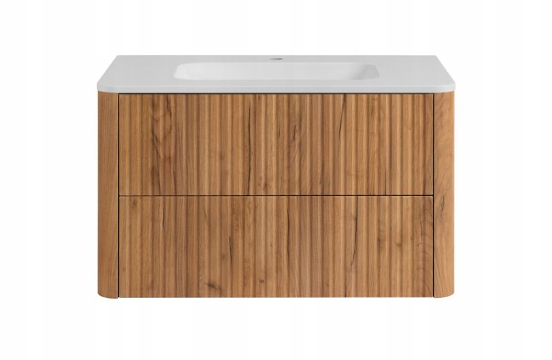 Szafka z umywalką Furnidea 80 cm dąb Craft złoty LINEA 1 szt.