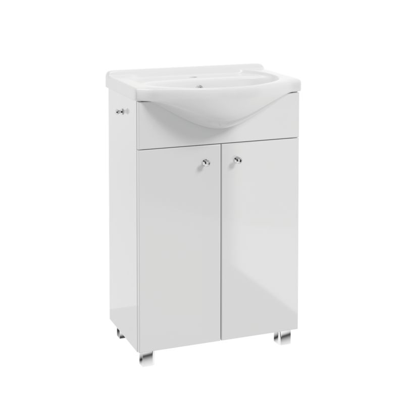 Szafka z umywalką Pat 55 cm biały połysk