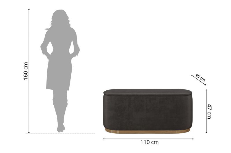 Szary owalny puf ze schowkiem Dancan SCARLETT 110 cm 1 szt.