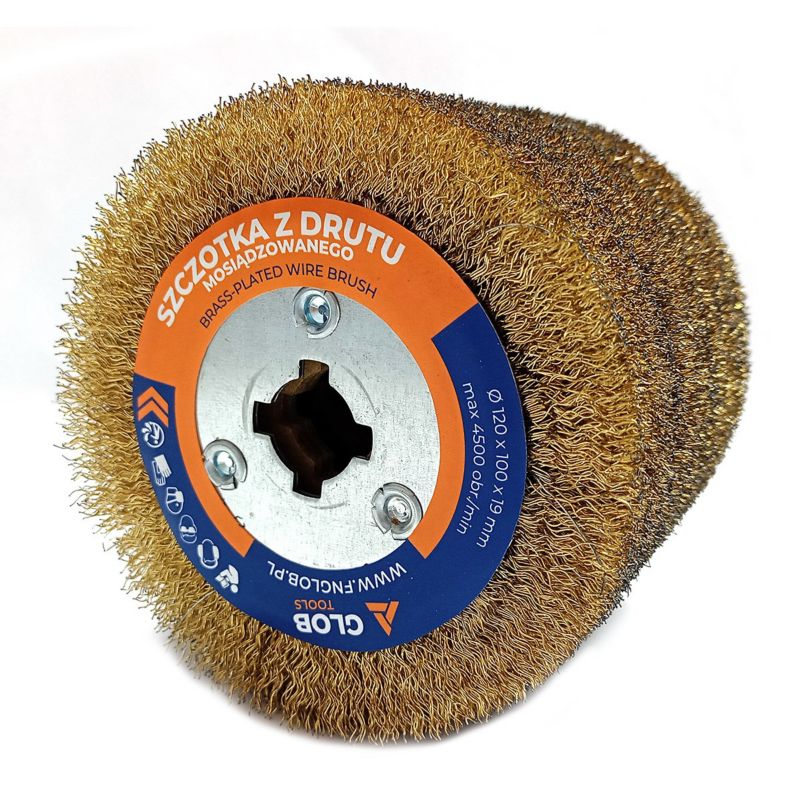 Szczotka druciana do postarzania drewna Glob Tools z drutu mosiądzowanego 120x100x19mm - 1 szt.