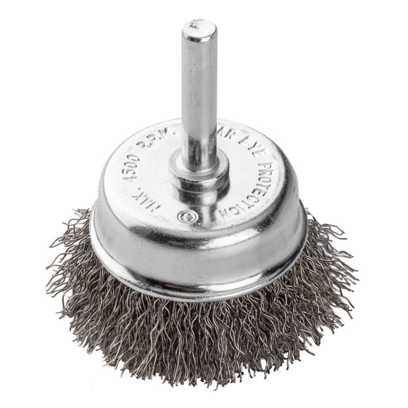 Szczotka druciana doczołowa GRAPHITE 50 mm, drut karbowany, stalowy, z trzpieniem 6 mm 1 szt