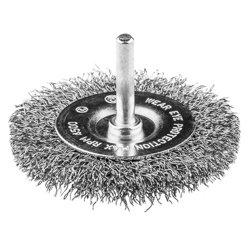 Szczotka druciana tarczowa NEO TOOLS 75 mm, drut karbowany, INOX, z trzpieniem 6 mm 1 szt