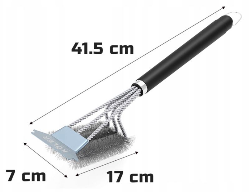 Szczotka KOLER do Rusztu Grilla Potrójna Skrobak Stal Nierdzewna Premium 1 szt.