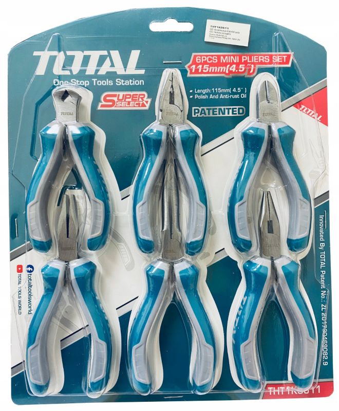 Szczypce precyzyjne Total mini zestaw 6 sztuk