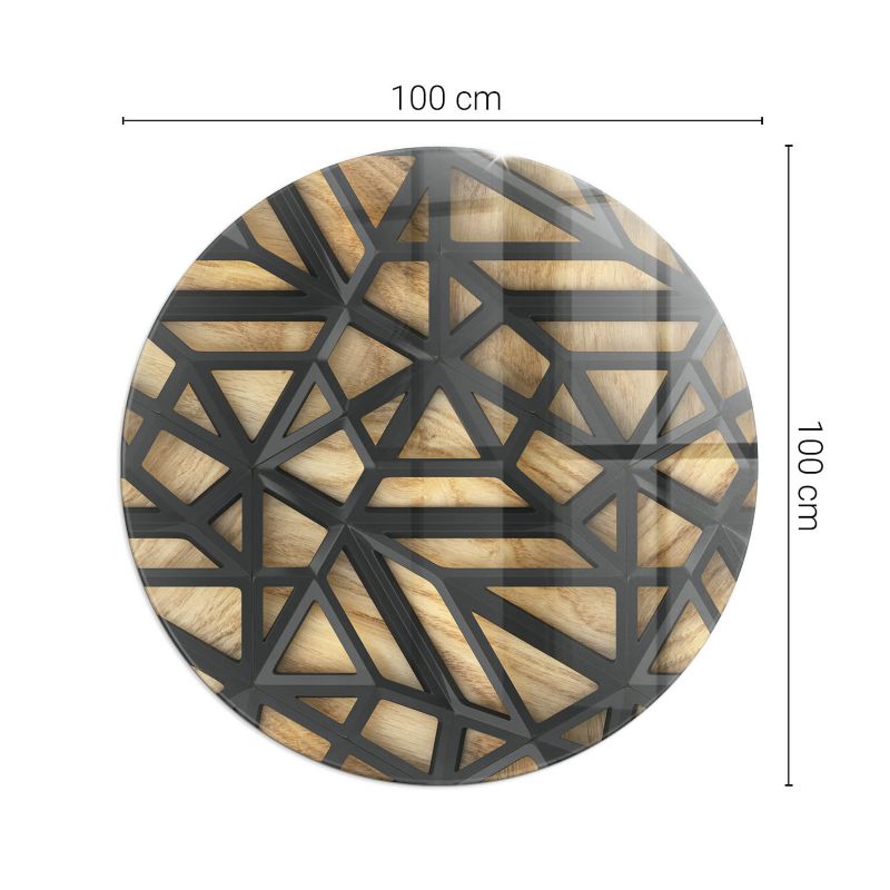 Szkło Ochronne z Nadrukiem Tulup fi100 cm Płyta pod Kominek Geometria z drewnem 1 szt.