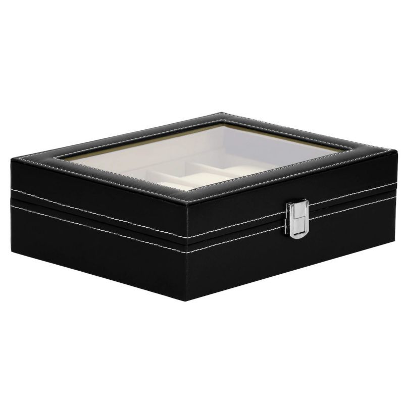Szkatułka na zegarki Springos 25x20x8 cm z 10 przegródkami ekoskóra czarno-kremowa 1 szt.