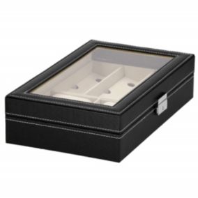 Szkatułka na zegarki Springos 30x20x8cm z przegródkami i lusterkiem czarno-kremowy ekoskóra 1 szt.
