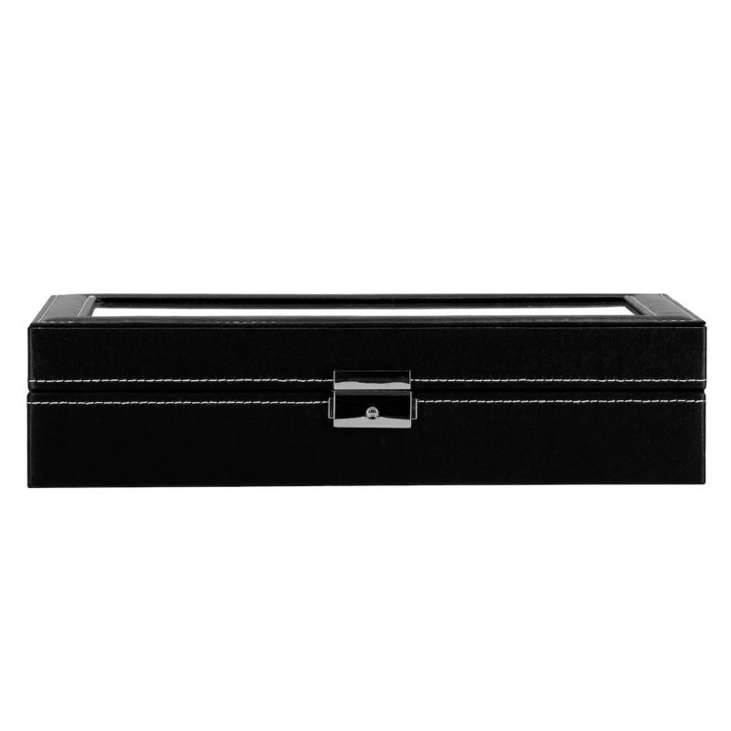 Szkatułka na zegarki Springos 30x20x8cm z przegródkami i lusterkiem czarno-kremowy ekoskóra 1 szt.