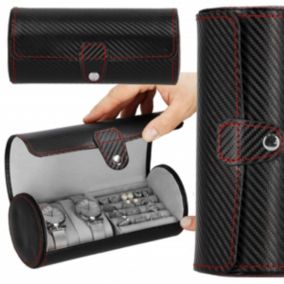 Szkatułka na zegarki Springos carbon z 2 przegródkami czarna 1 szt.