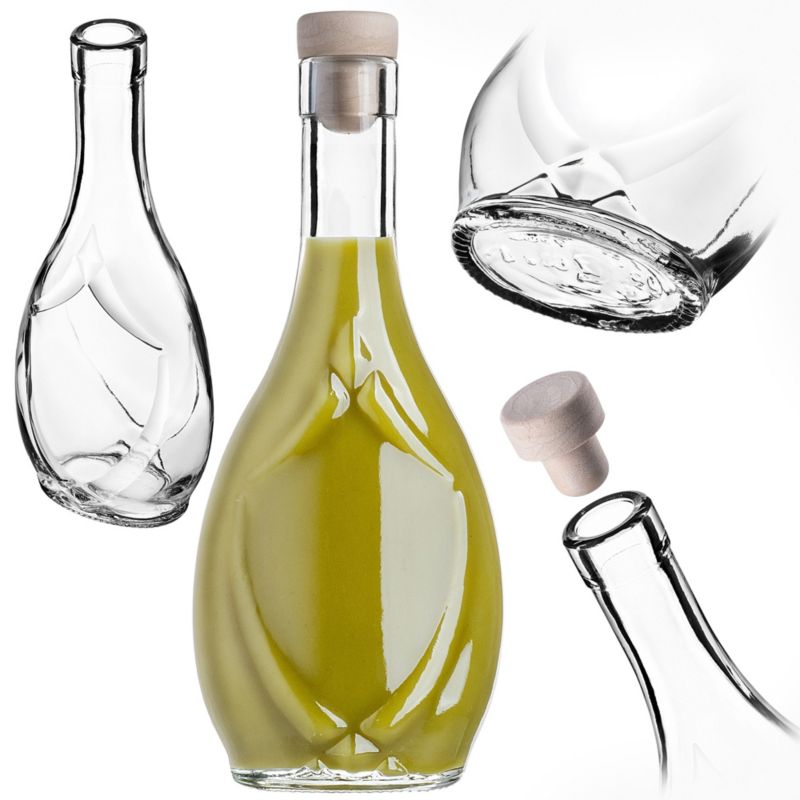 Szklana butelka na nalewkę z korkiem syntetycznym 250ml,1 szt.