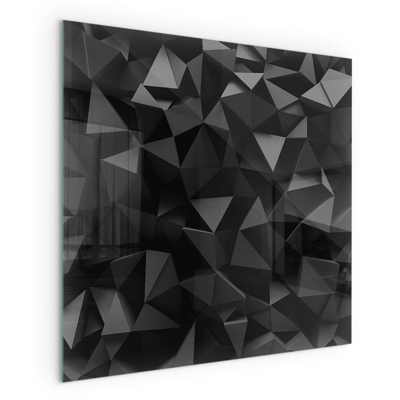 Szklana Podkładka Pod Kominek Kwadrat Wallfluent 50x50 cm Geometryczny wzór 3D 1 szt.