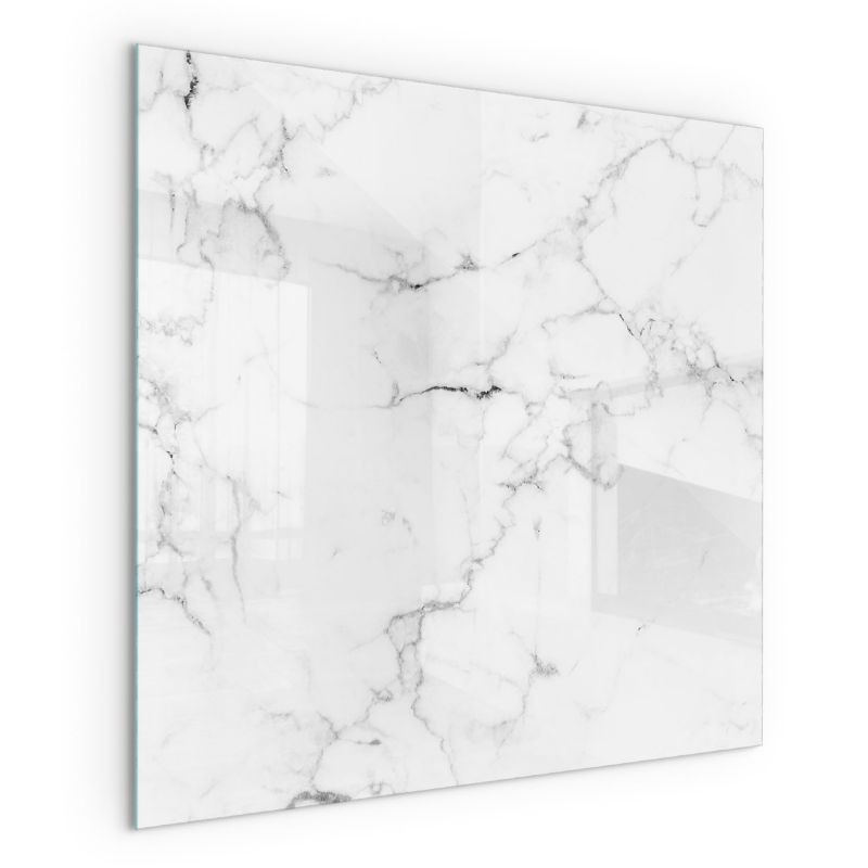 Szklana Podkładka Pod Kominek Kwadrat Wallfluent 60x60 cm Marmur z żyłami 1 szt.