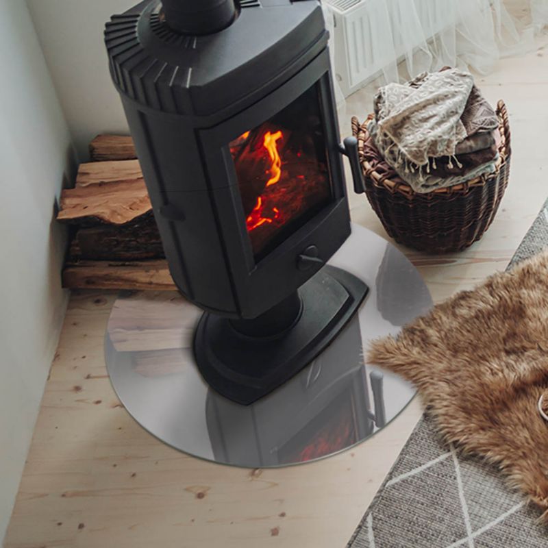 Szklana Podkładka Pod Kominek Okrąg Wallfluent Fi60 cm Stonowany szary 1 szt.