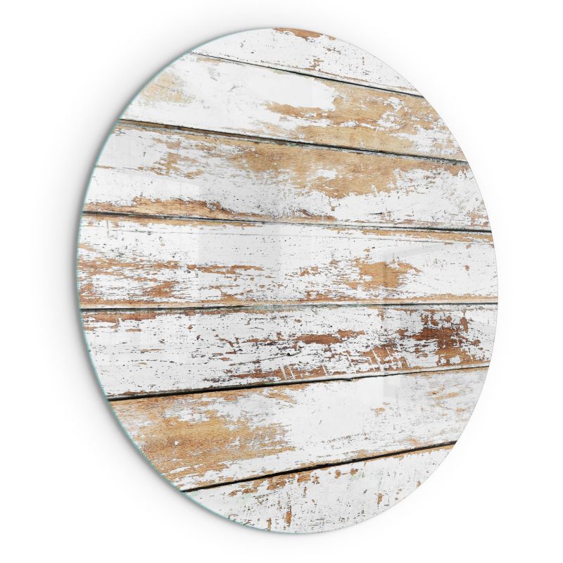 Szklana Podkładka Pod Kominek Okrąg Wallfluent Fi70 cm Postarzane drewniane deski 1 szt.