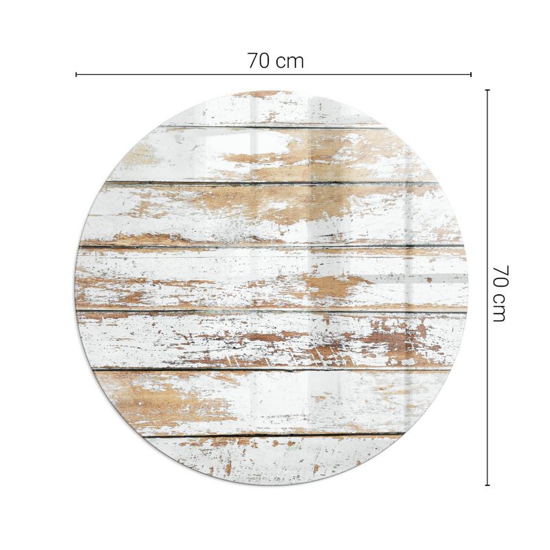 Szklana Podkładka Pod Kominek Okrąg Wallfluent Fi70 cm Postarzane drewniane deski 1 szt.