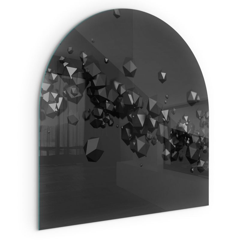 Szklana Podkładka Pod Kominek Półowalny Wallfluent 100x100 cm Abstrakcyjne bryłowe formy 1 szt.