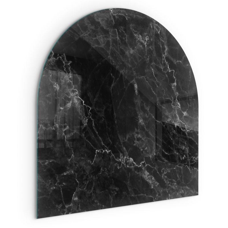 Szklana Podkładka Pod Kominek Półowalny Wallfluent 100x100 cm Elegancka marmurowa faktura 1 szt.