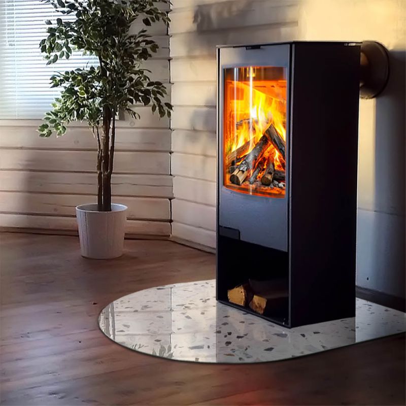 Szklana Podkładka Pod Kominek Półowalny Wallfluent 100x100 cm Kamienny wzór z drobnymi detalami 1 szt.