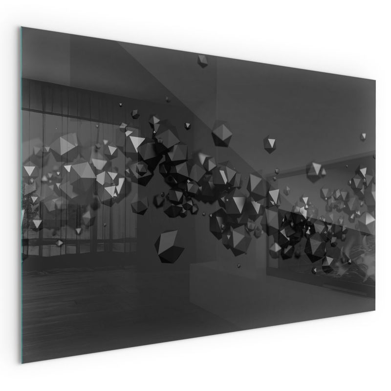 Szklana Podkładka Pod Kominek Prostokąt Wallfluent 100x70 cm Abstrakcyjne bryłowe formy 1 szt.