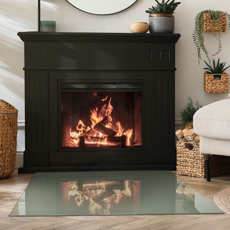 Szklana Podkładka Pod Kominek Prostokąt Wallfluent 100x70 cm Oliwkowy zielony 1 szt.