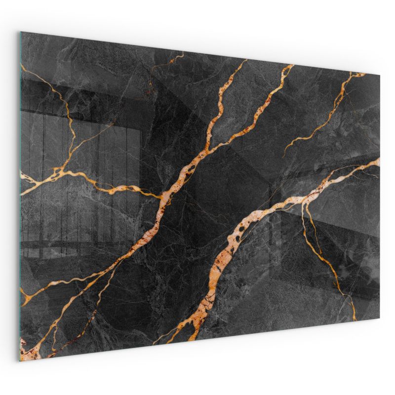Szklana Podkładka Pod Kominek Prostokąt Wallfluent 120x80 cm Marmur z delikatnymi żyłkami 1 szt.