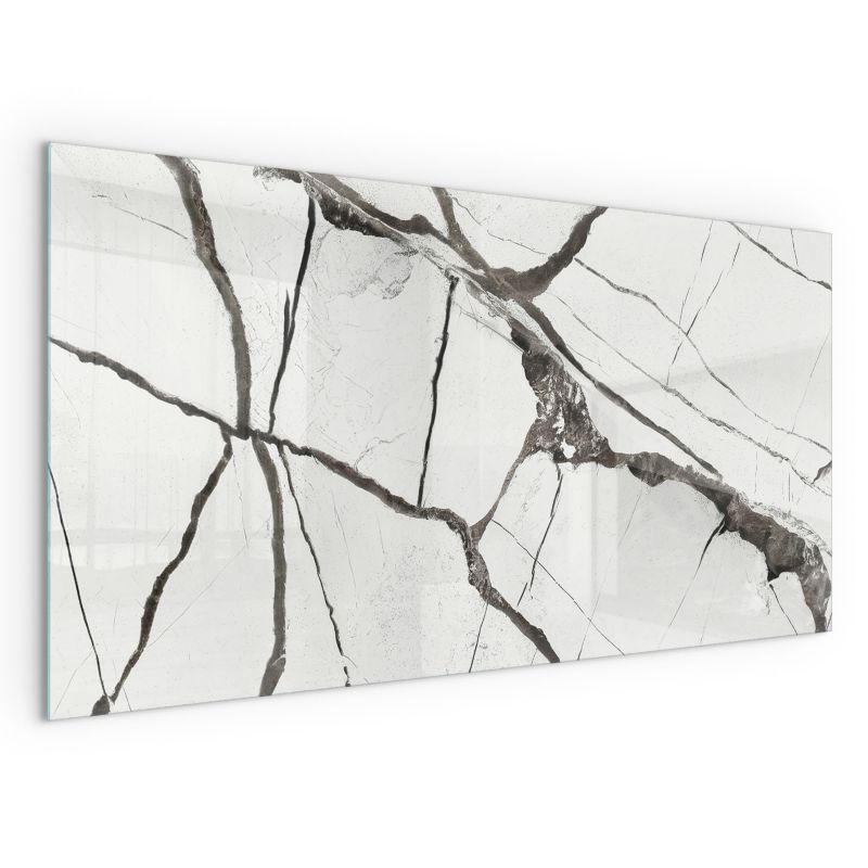 Szklana Podkładka Pod Kominek Prostokąt Wallfluent 140x70 cm Marmurowe żyłki 1 szt.