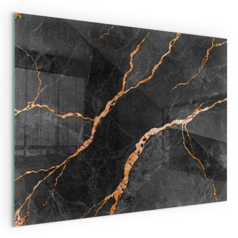 Szklana Podkładka Pod Kominek Prostokąt Wallfluent 80x60 cm Marmur z delikatnymi żyłkami 1 szt.
