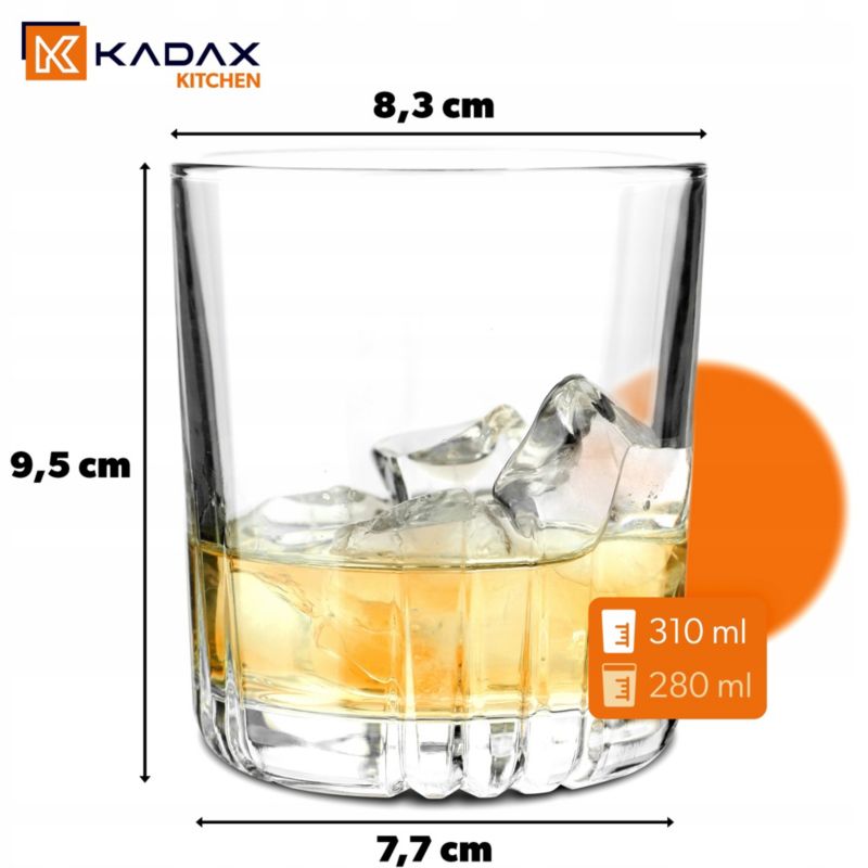 Szklanka KADAX 280ml Do Whisky Drinków Napojów Soku Wody 1 szt.