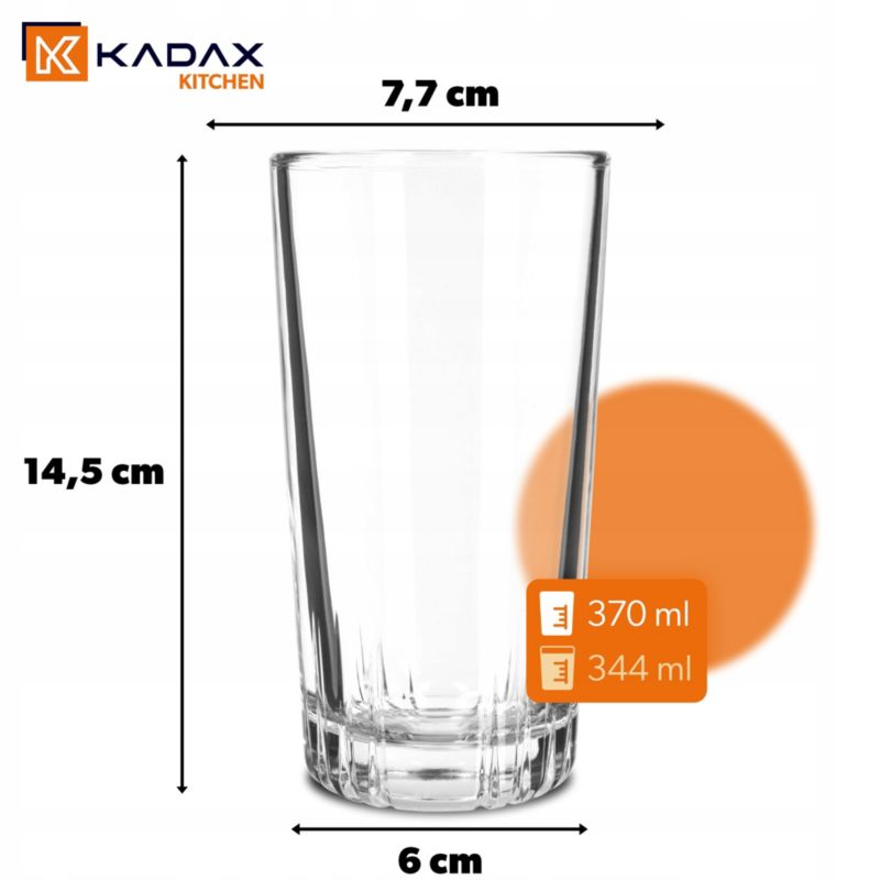 Szklanka KADAX 340ml Do Napojów Drinków Wody Soku Wysoka 1 szt.