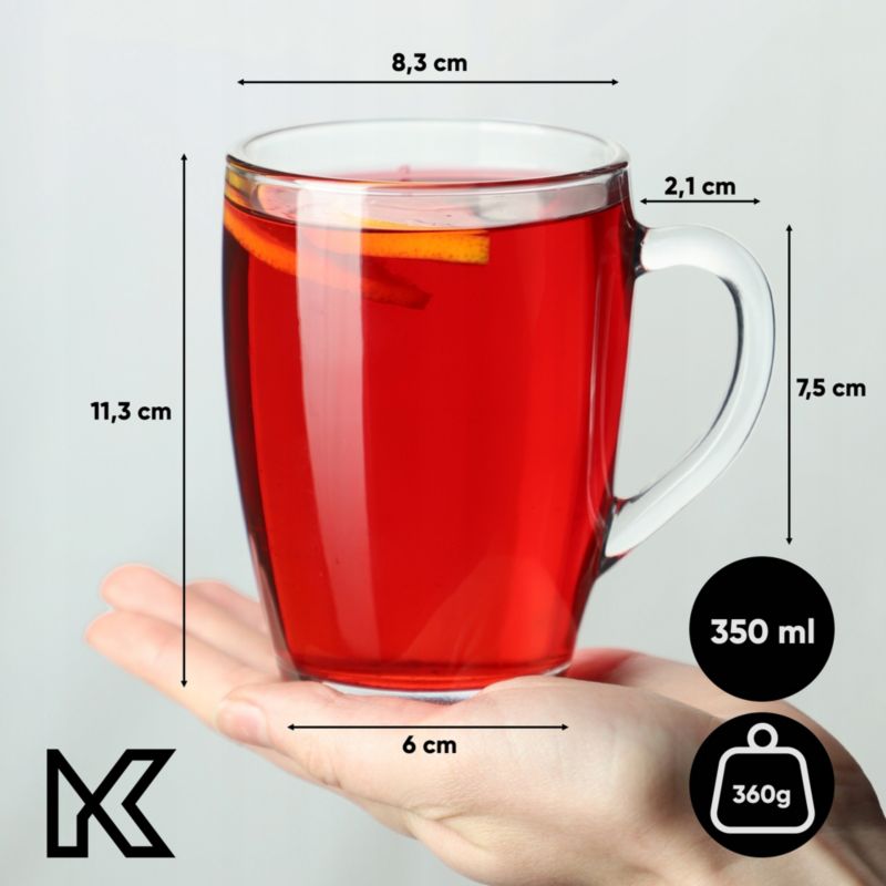 Szklanka KADAX 350ml Do Kawy Herbaty Wody Kubek Z Uchem 1 szt.