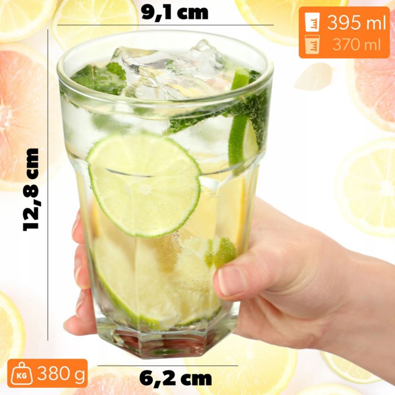 Szklanka KADAX 370ml Do Napojów Drinków Soku Wody Wysoka 1 szt.