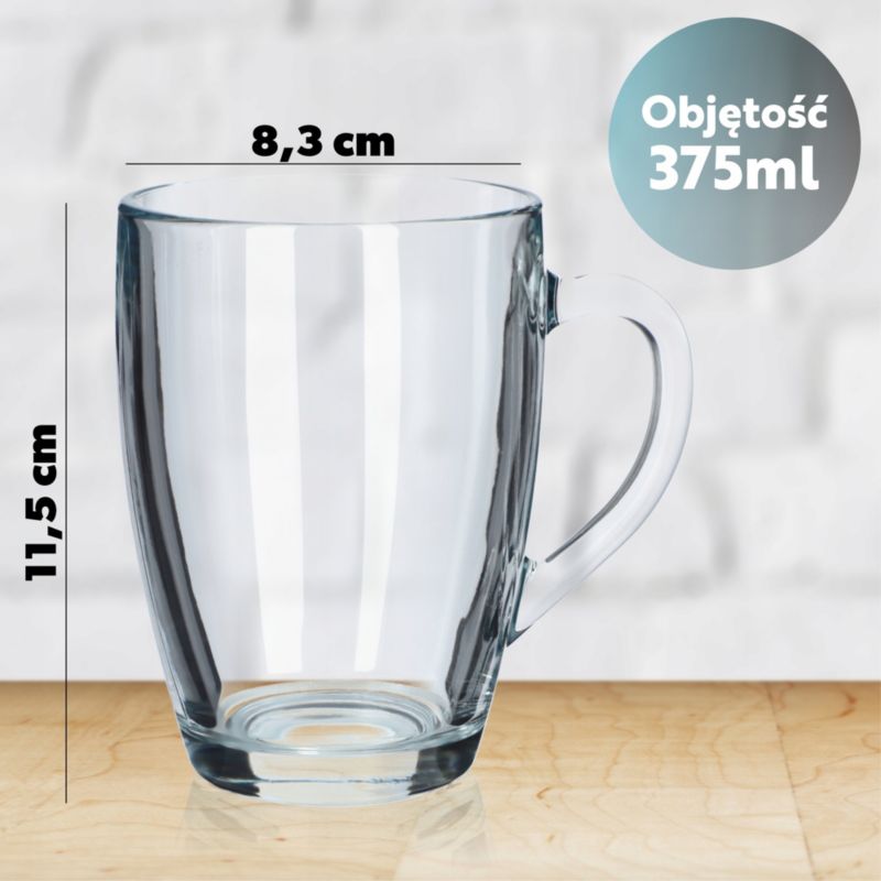 Szklanka KADAX Kubek Z Uchem Do Herbaty Soku 375ml 1szt