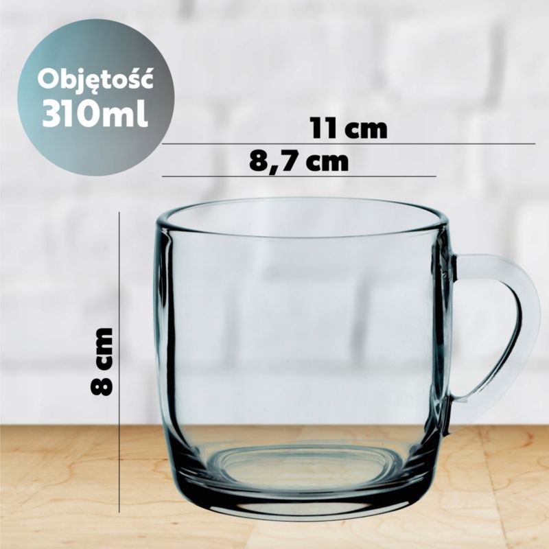 Szklanka KADAX Kubek Z Uchem Do Kawy Herbaty Wody 310ml 1 szt.