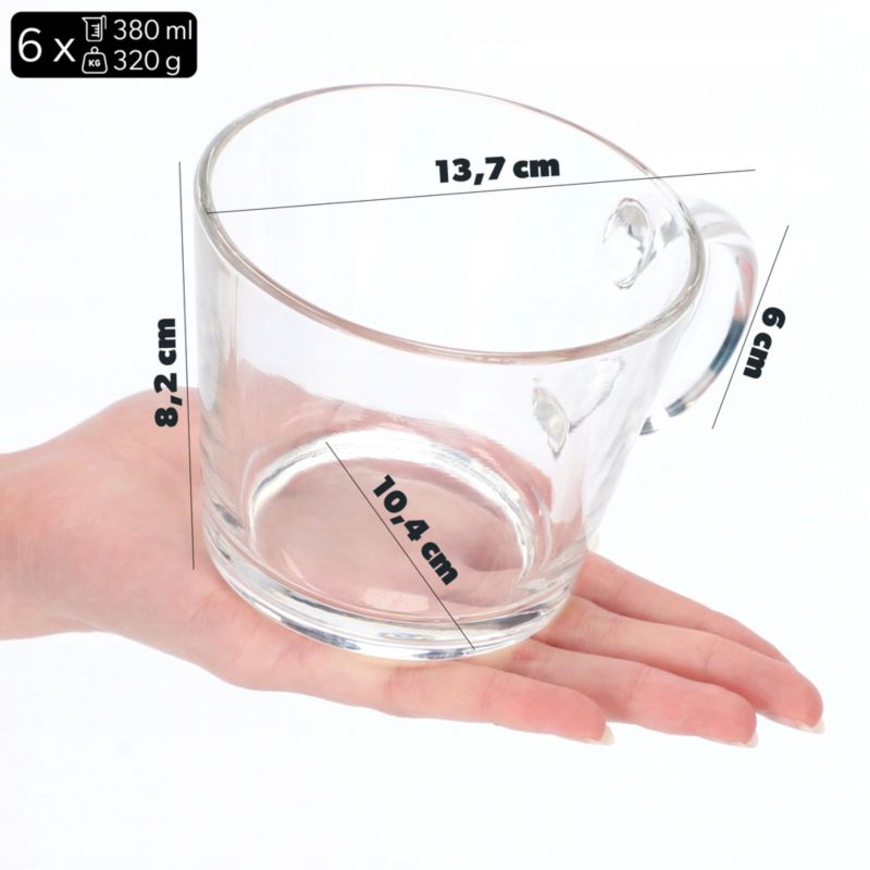 Szklanka KADAX Z Uchem Do Herbaty Soku Napoju 380ml 1szt