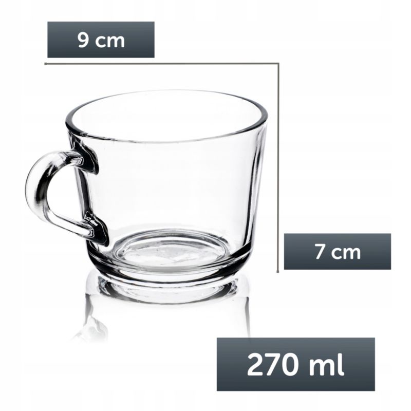Szklanka KADAX Z Uchem Kubek Filiżanka Zestaw 270 ml 6szt