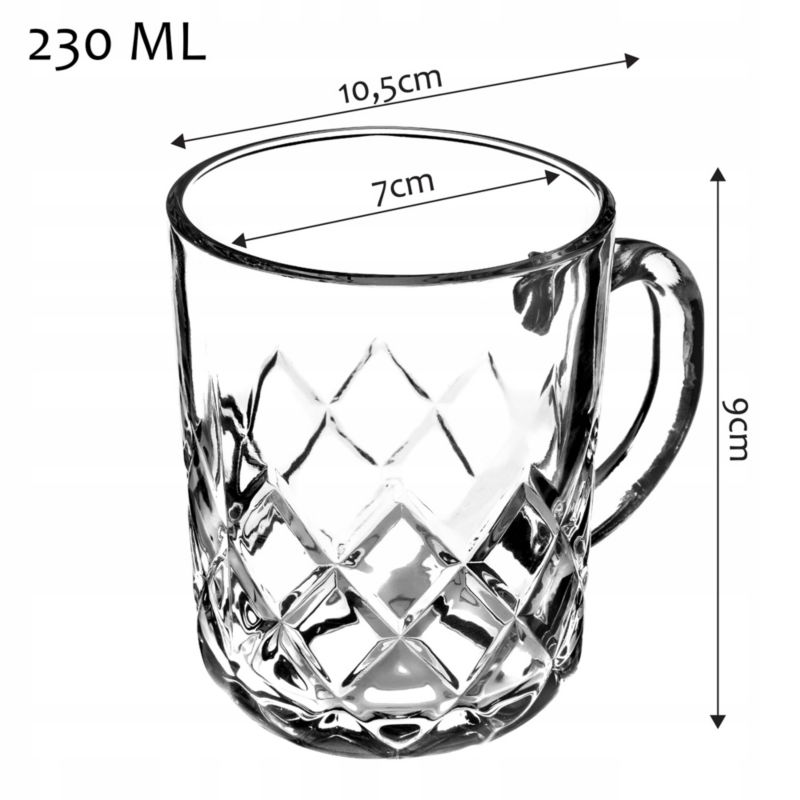 Szklanki KADAX Do Herbaty Kawy 230ml Napojów Zestaw Szklanek Z Uchem 12 szt.